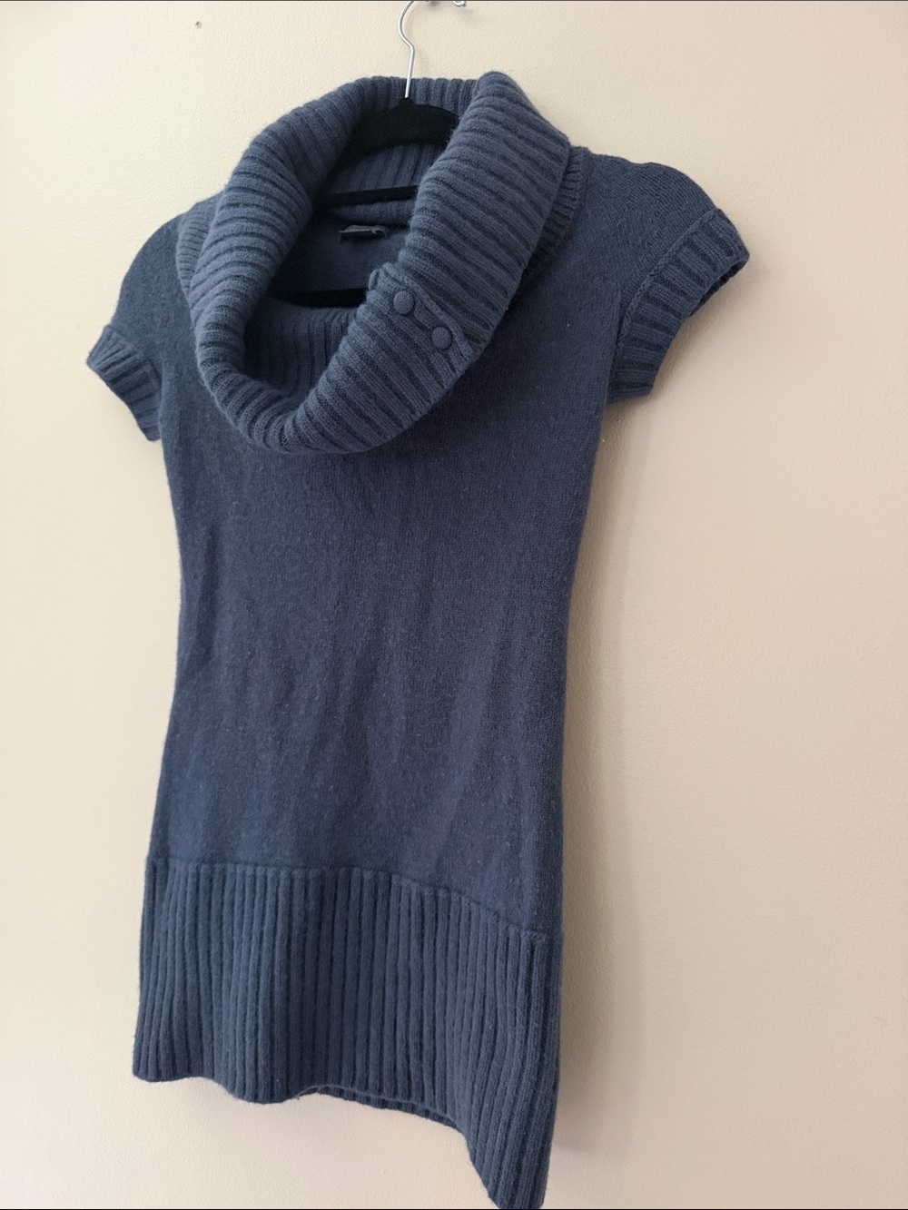Women’s Short-Sleeve Cowl Neck Sweater  Top Dark Gray